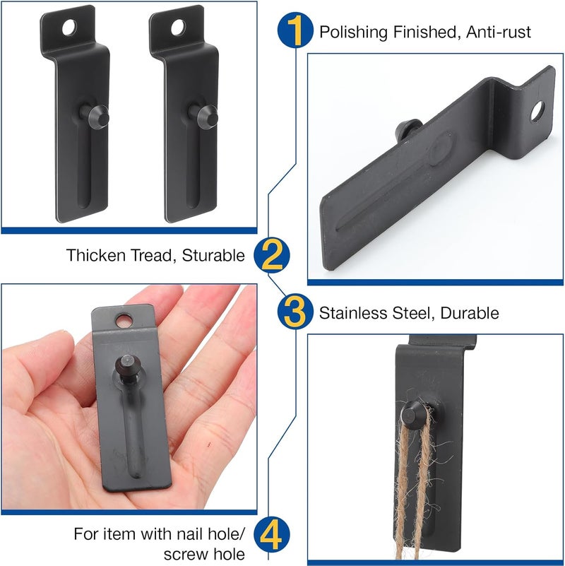 JaGely 10 Pcs Metal Slatwall Hooks 3 Inch Commercial Slatwall Utility Notch Hooks Picture Hanger for Pegboard Photo Frame Display Painting Art Accessories (Black) - Image 3